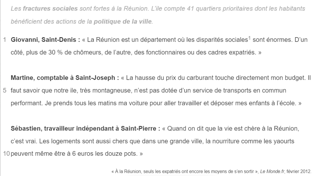 texte inégalités réunion